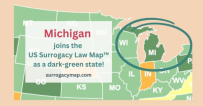密歇根州现已允许代孕，成为美国代孕法律地图™上的绿灯州